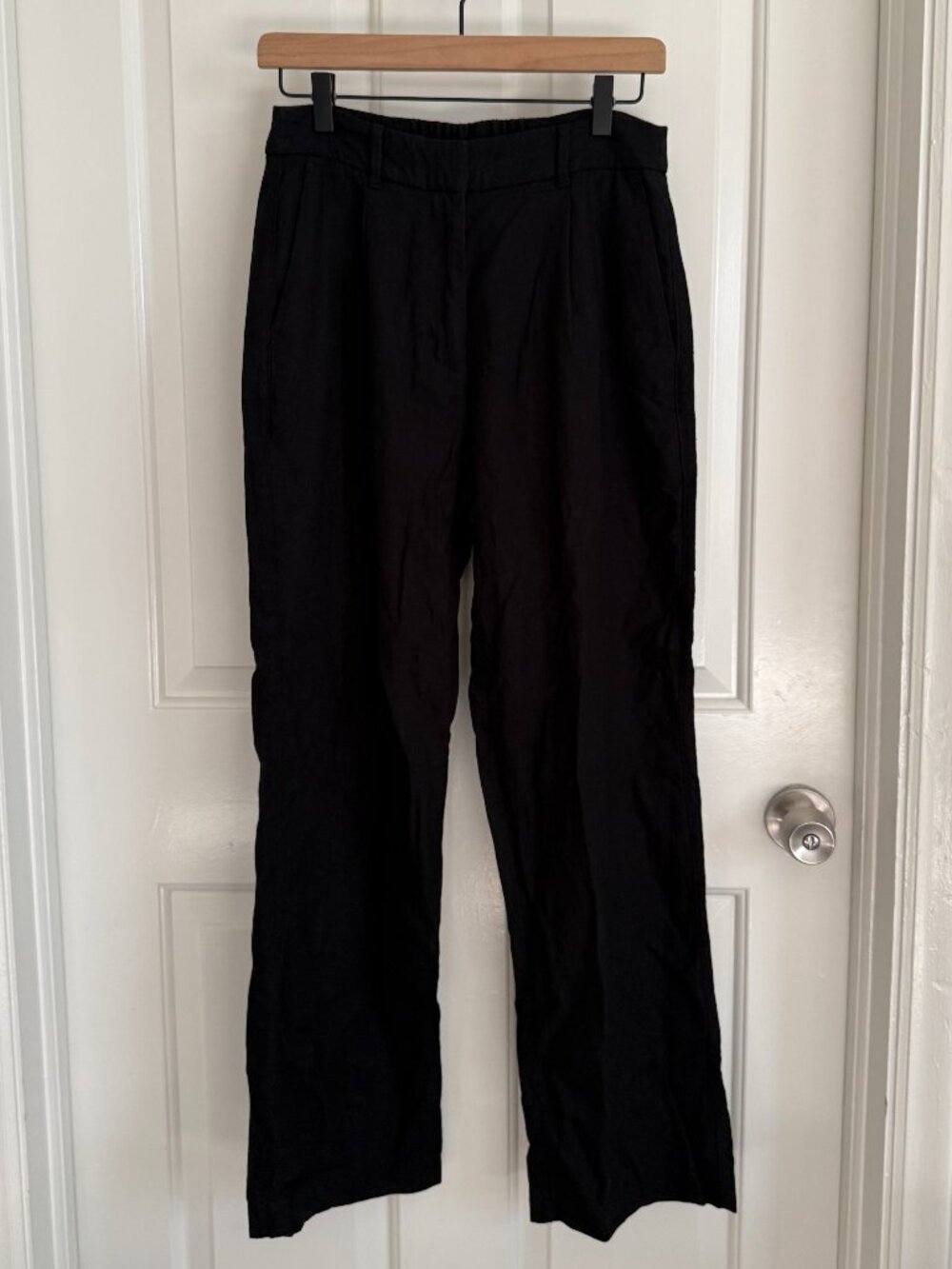 Old Navy Linen-Blend Black Trousers, Size Small Full Length